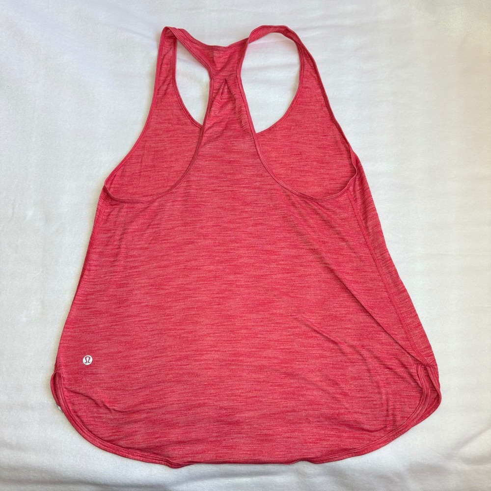 Lululemon Essential Tank Top Heathered Pink Red Racerback Athletic Yoga Gym